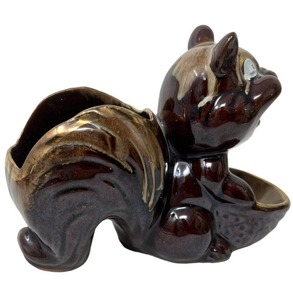Squirrel Chipmunk Crazy Buck Tooth Brown Ceramic Nut Trinket Dish Vintage Japan - Picture 5 of 10